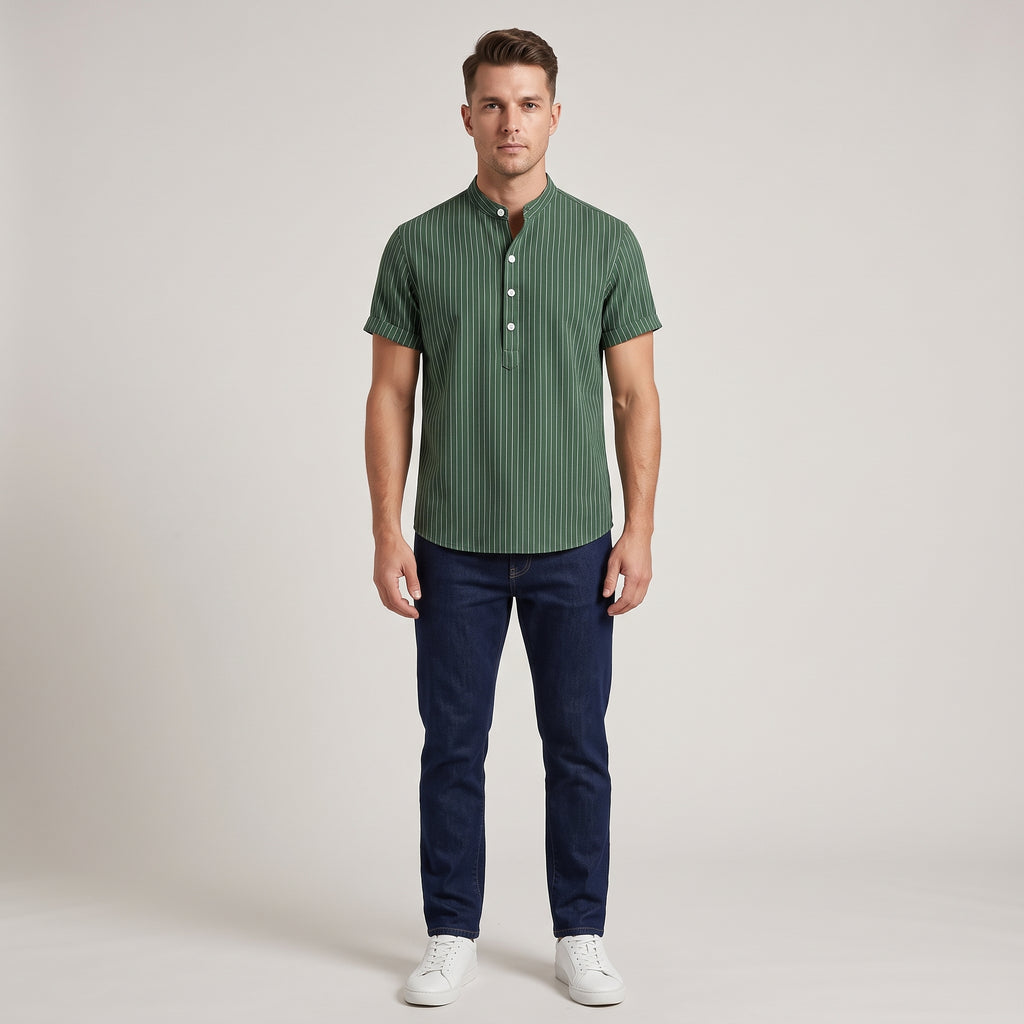 Men's Casual Henley Shirt-Mode Drift