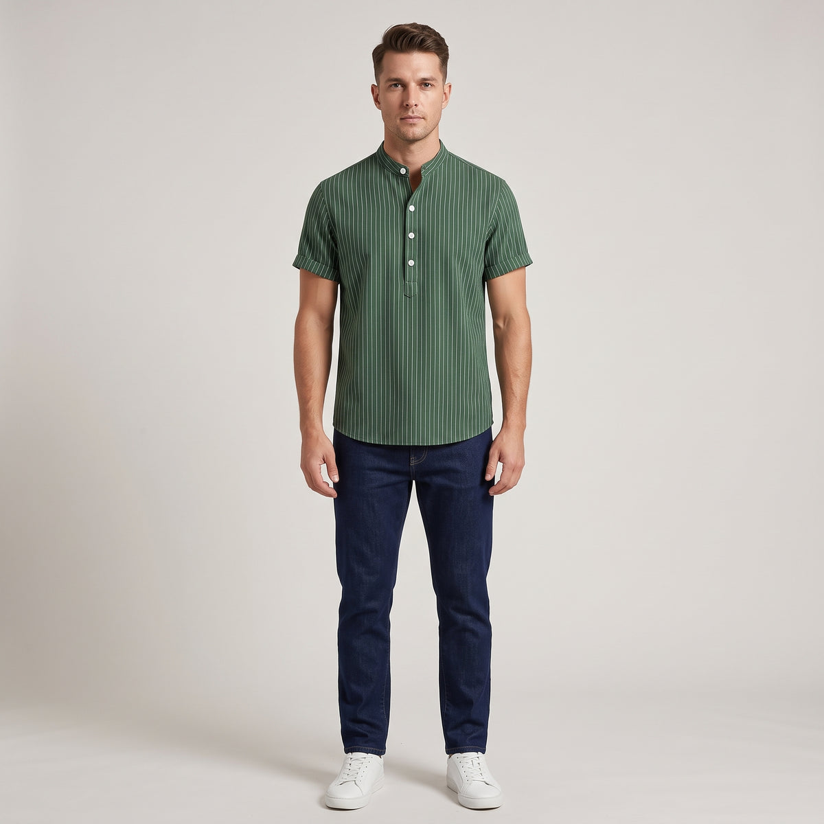 Men's Casual Henley Shirt-Mode Drift
