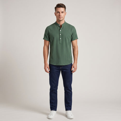 Men's Casual Henley Shirt-Mode Drift