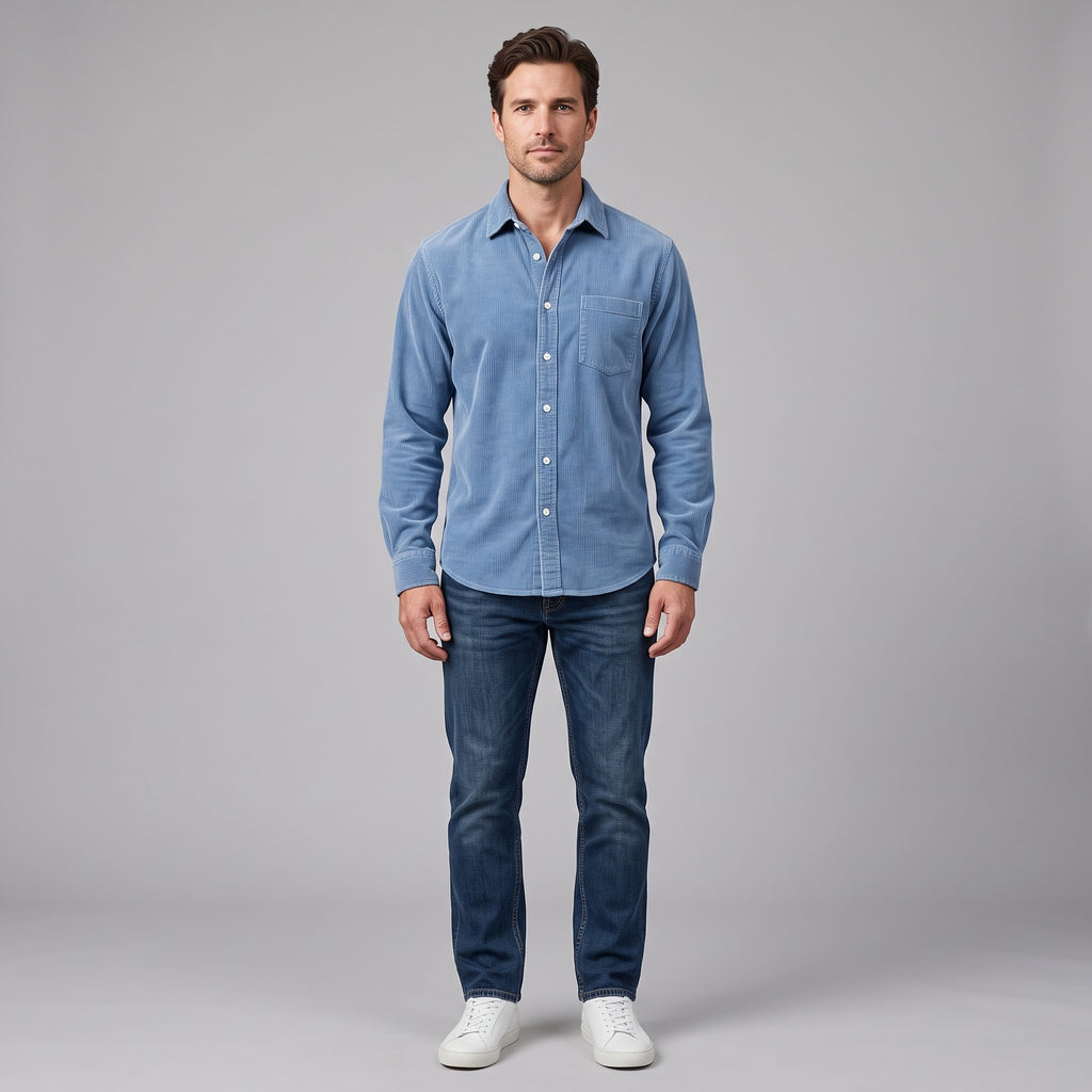 Men's Corduroy Button-Up Shirt-Mode Drift