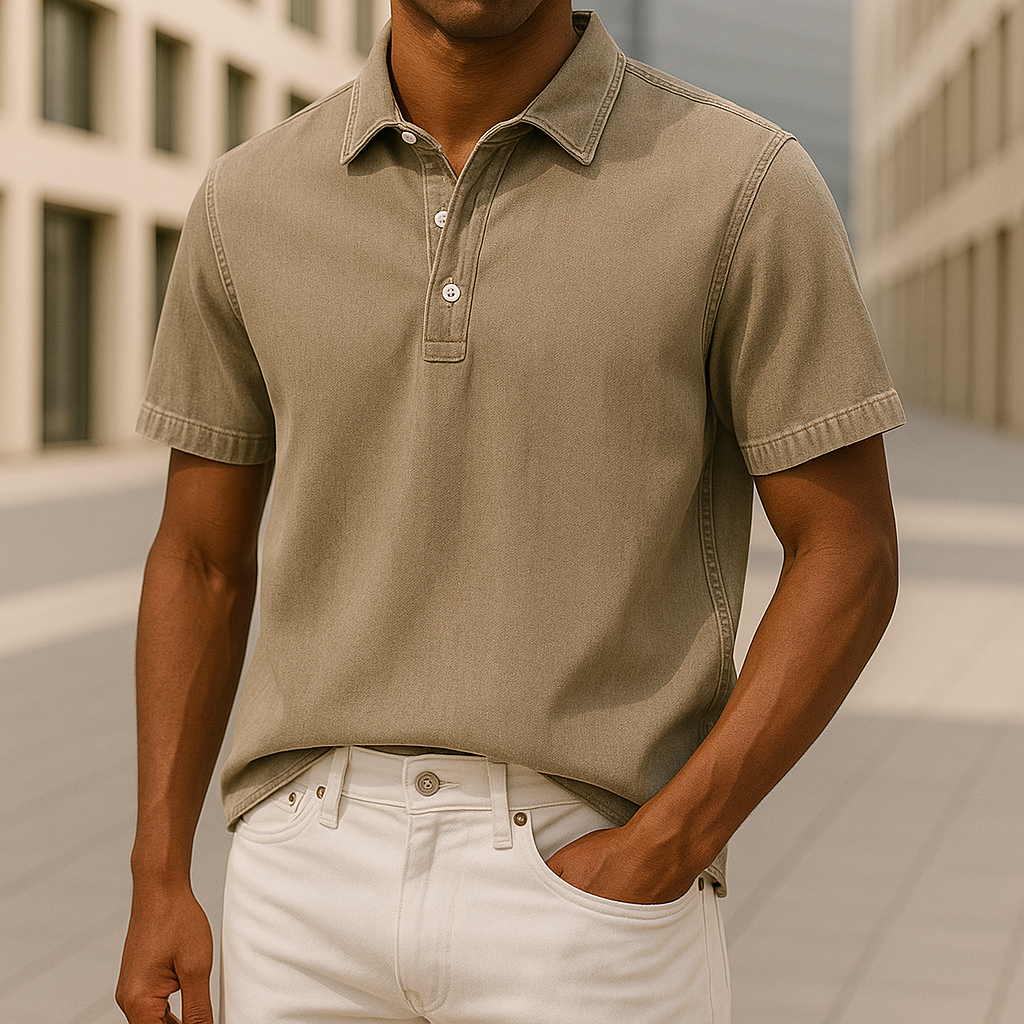 Men's Denim Polo Shirt-Mode Drift