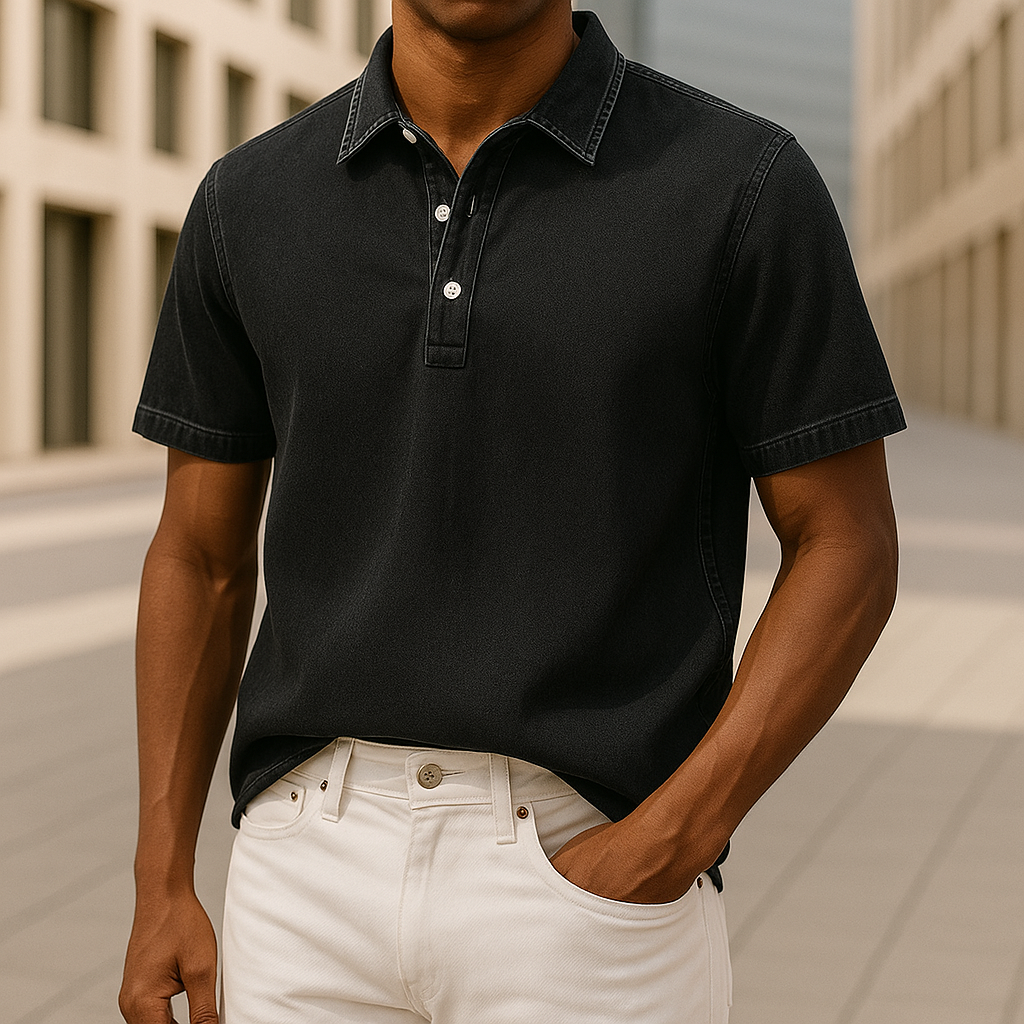 Men's Denim Polo Shirt-Mode Drift