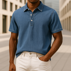 Men's Denim Polo Shirt-Mode Drift