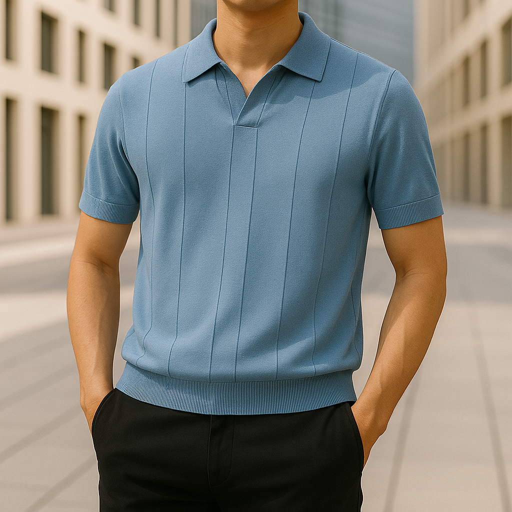Men's Knit Polo Shirt-Mode Drift