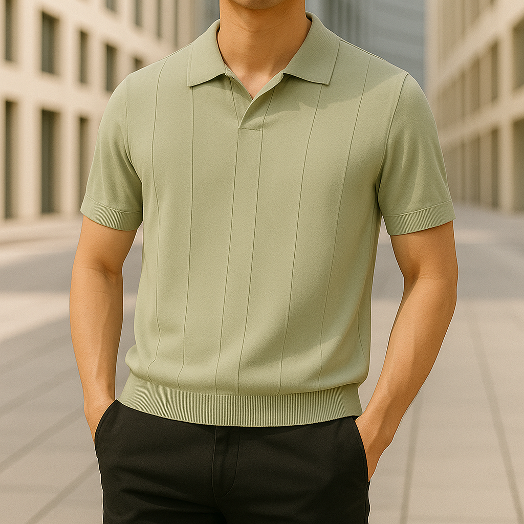 Men's Knit Polo Shirt-Mode Drift