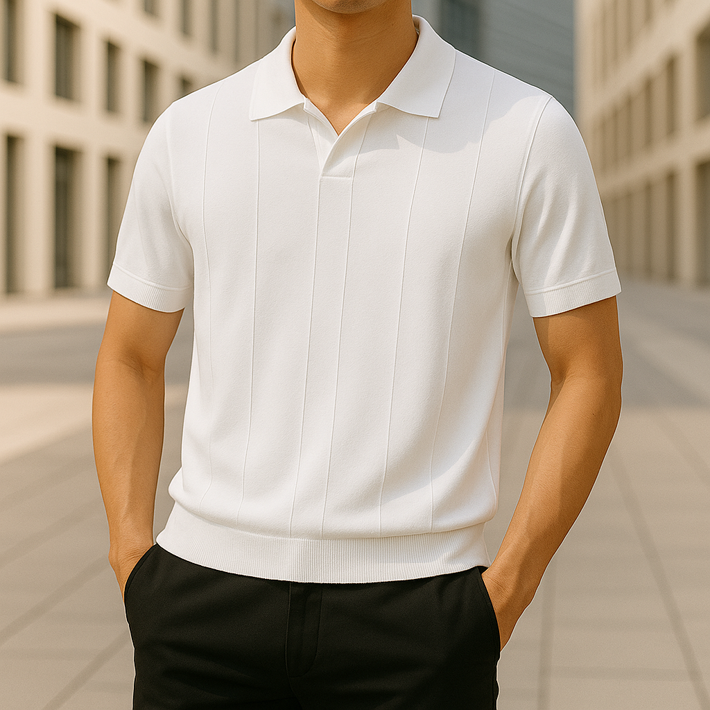 Men's Knit Polo Shirt-Mode Drift