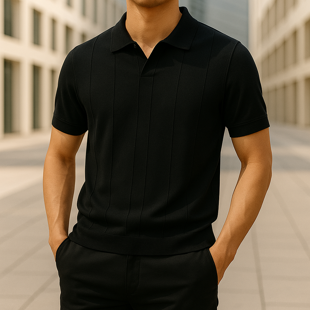 Men's Knit Polo Shirt-Mode Drift