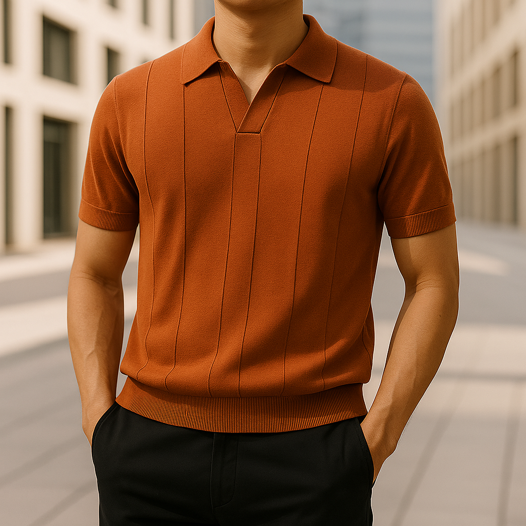 Men's Knit Polo Shirt-Mode Drift