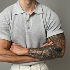 Men's Waffle Knit Polo Shirt-Mode Drift