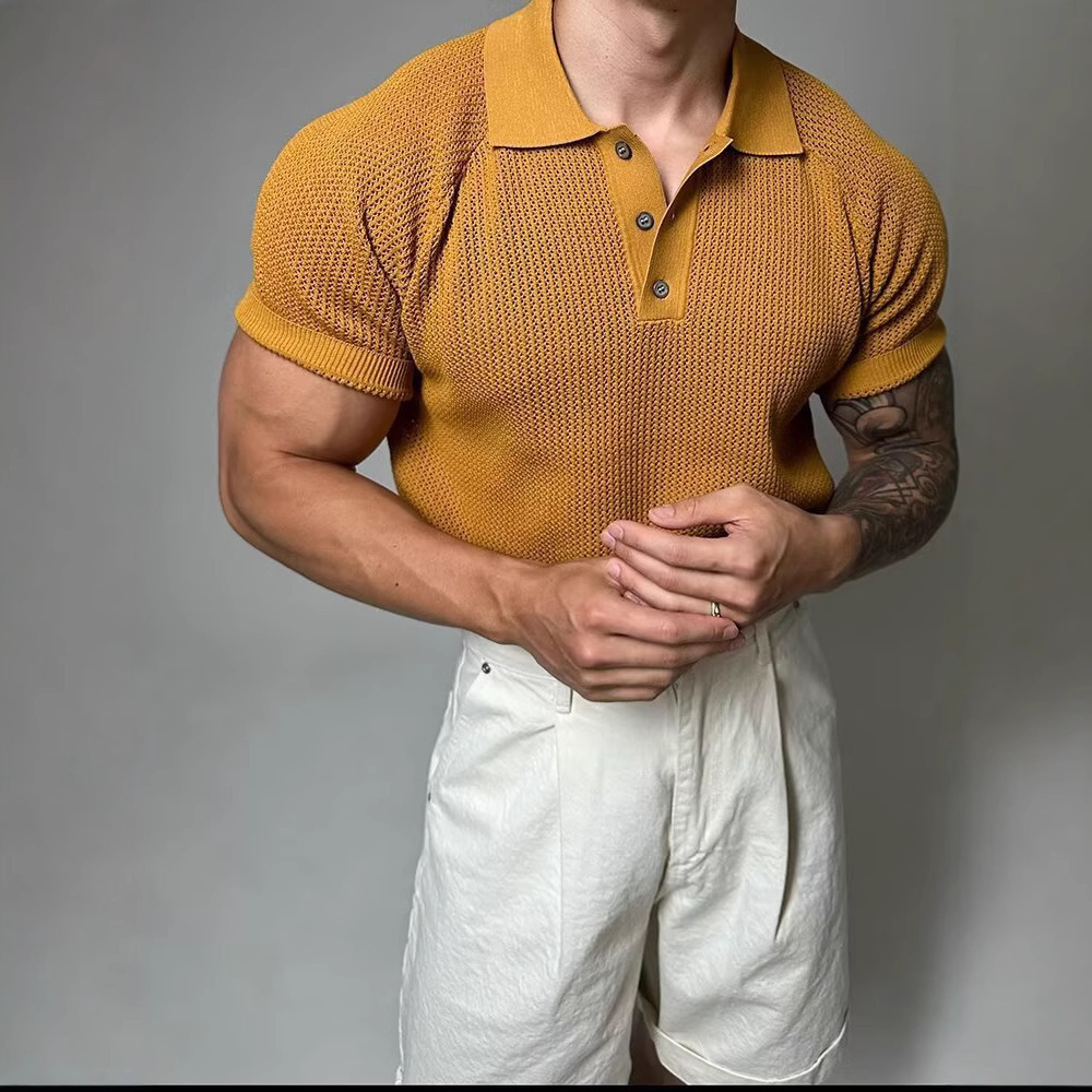 Men's Waffle Knit Polo Shirt-Mode Drift