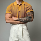 Men's Waffle Knit Polo Shirt-Mode Drift