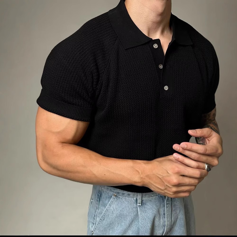 Men's Waffle Knit Polo Shirt-Mode Drift