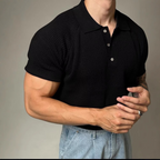 Men's Waffle Knit Polo Shirt-Mode Drift