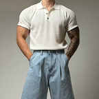 Men's Waffle Knit Polo Shirt-Mode Drift