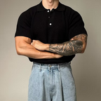 Men's Waffle Knit Polo Shirt-Mode Drift