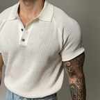 Men's Waffle Knit Polo Shirt-Mode Drift