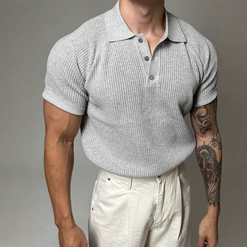 Men's Waffle Knit Polo Shirt-Mode Drift